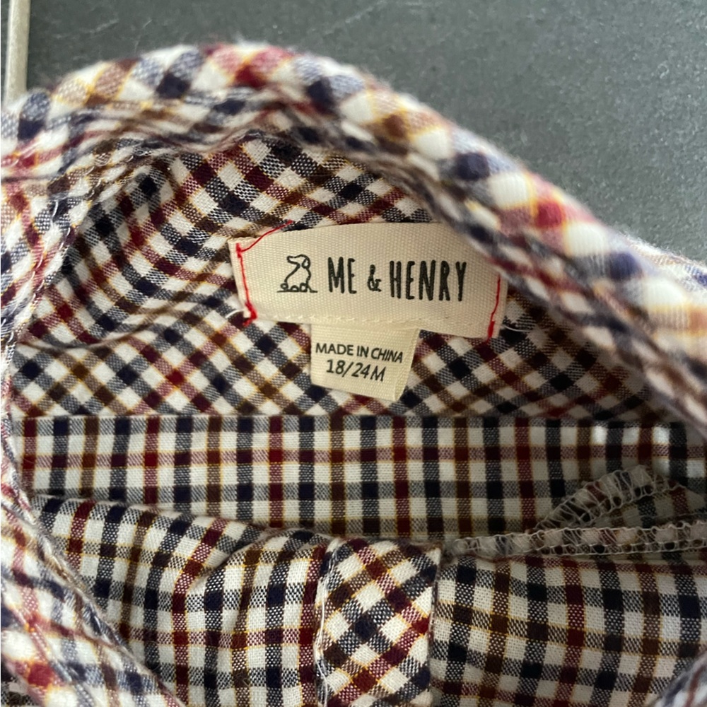 Me & Henry 18-24 Month Polo Onesie 1/2 Plaid Button Down - Picture 6 of 8